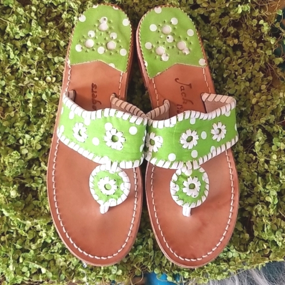 Jack Rogers Shoes - JACK ROGERS Lime OOAK Green LEATHER Thongs Sandals